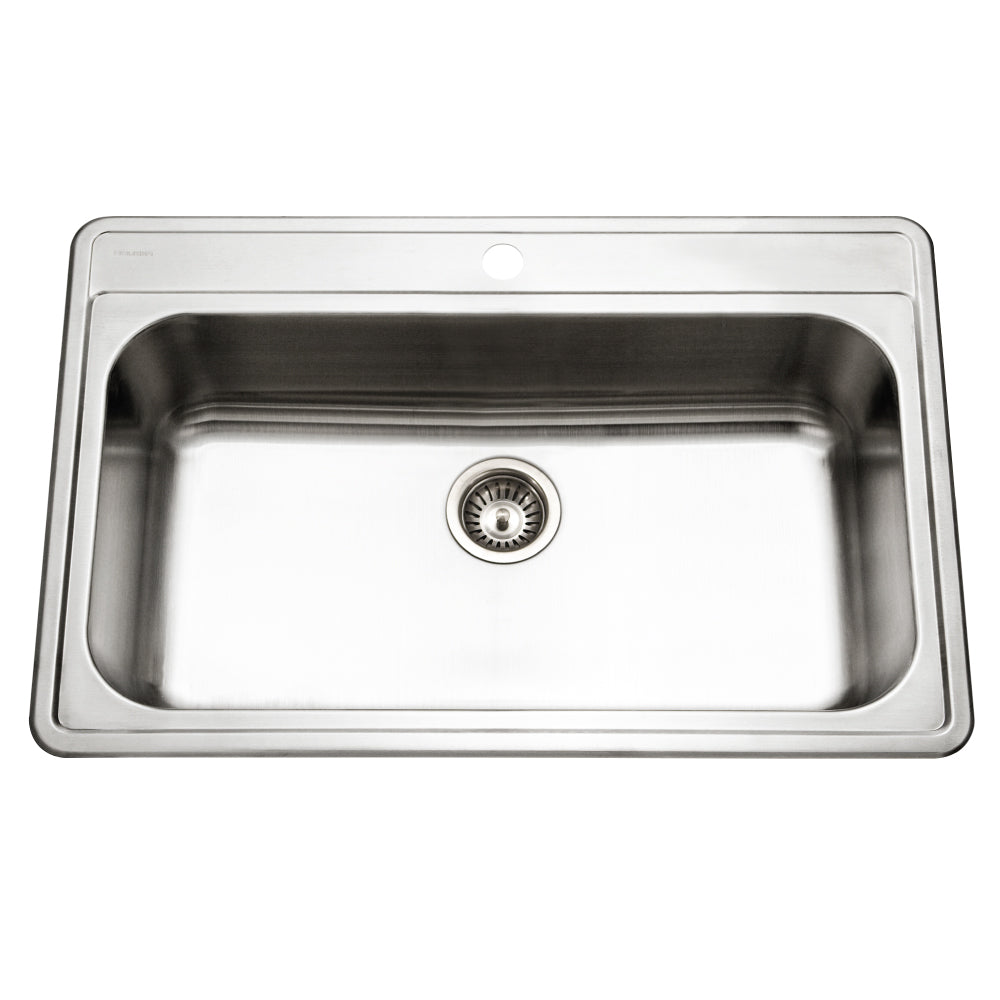 Houzer Premier 33 inch Stainless Steel Drop-in Topmount Single Bowl Kitchen Sink, Nested 20-Pack