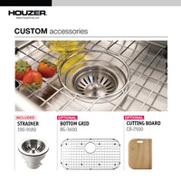 Thumbnail for Houzer Premier 33 inch Stainless Steel Drop-in Topmount Single Bowl Kitchen Sink, Nested 20-Pack