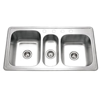 Thumbnail for Houzer Premier 41 inch Stainless Steel Drop-in Topmount 4-hole Triple Bowl Kitchen Sink, Nested 20-Pack