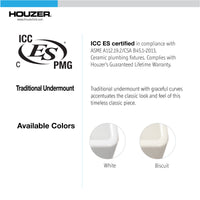 Thumbnail for Houzer Platus 13 inch White Fireclay Undermount Single Bowl Bar Sink with Strainer & Grid
