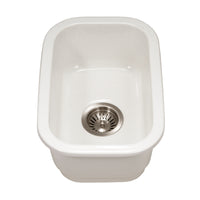 Thumbnail for Houzer Platus 13 inch White Fireclay Undermount Single Bowl Bar Sink