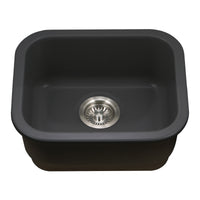 Thumbnail for Houzer Platus 18 inch Fireclay Undermount Single Bowl Bar Sink