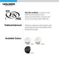 Thumbnail for Houzer Platus 18 inch Fireclay Undermount Single Bowl Bar Sink with Strainer