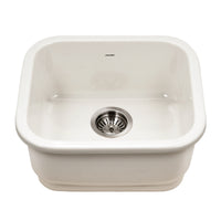 Thumbnail for Houzer Platus 18 inch Fireclay Undermount Single Bowl Bar Sink with Strainer