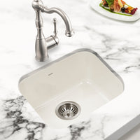 Thumbnail for Houzer Platus 18 inch Fireclay Undermount Single Bowl Bar Sink with Strainer