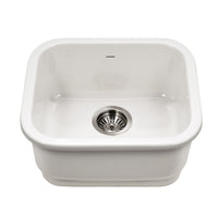 Thumbnail for Houzer Platus 18 inch Fireclay Undermount Single Bowl Bar Sink with Strainer