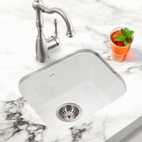Thumbnail for Houzer Platus 18 inch Fireclay Undermount Single Bowl Bar Sink