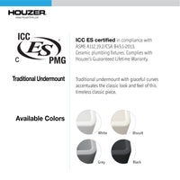 Thumbnail for Houzer Platus White Fireclay Square Undermount Single Bowl Bar Sink