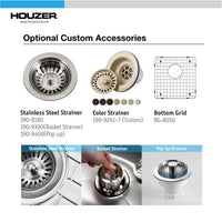 Thumbnail for Houzer Platus White Fireclay Square Undermount Single Bowl Bar Sink