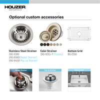 Thumbnail for Houzer Platus 33 inch White Fireclay Apron Front Farmhouse Kitchen Sink with Strainer & Grid