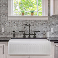 Thumbnail for Houzer Platus 33 inch White Fireclay Apron Front Farmhouse Single Bowl Kitchen Sink