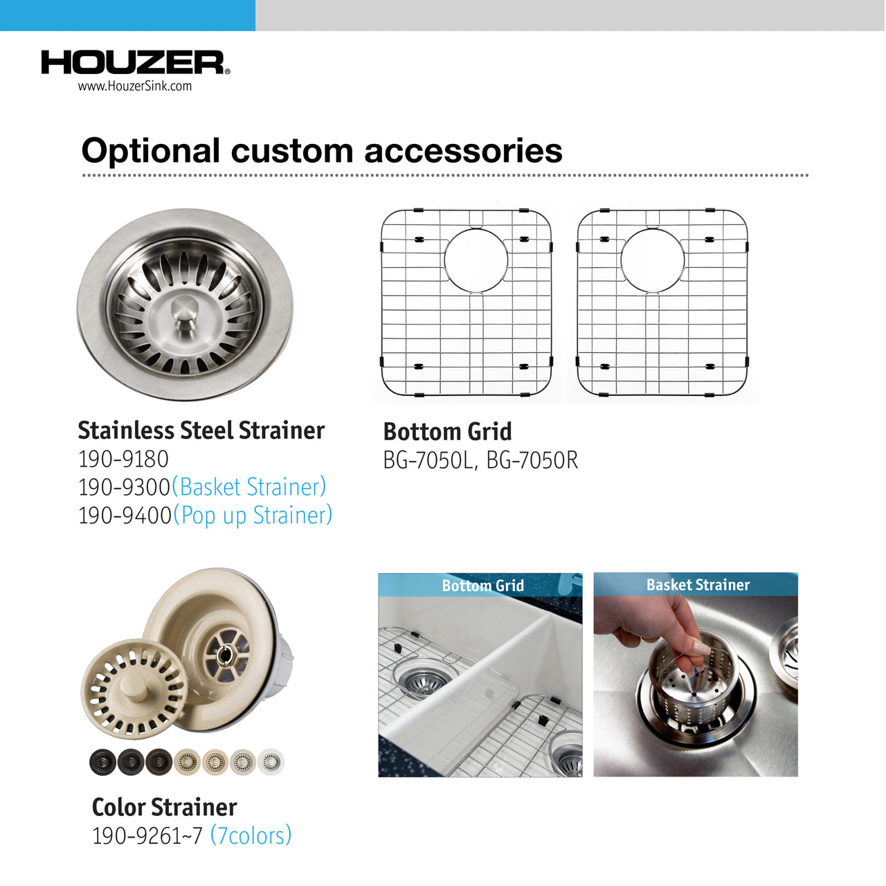 Houzer Platus 32 inch White Fireclay Undermount 50/50 Double Bowl Kitchen Sink with Strainer & Grids