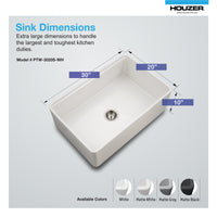 Thumbnail for Houzer Aspire 30 inch Fireclay Farmhouse Apron Front Single Bowl Workstation Sink with Accessories
