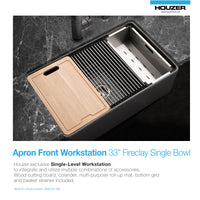 Thumbnail for Houzer Aspire 33 inch Fireclay Farmhouse Apron Front Single Bowl Workstation with Accessories