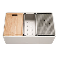 Thumbnail for Houzer Aspire 33 inch Fireclay Farmhouse Apron Front Single Bowl Workstation with Accessories