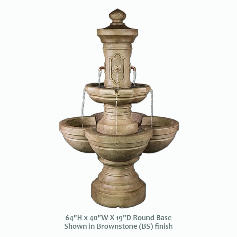 Ponticello Courtyard Outdoor Fountain with Concrete Spout and Elegant Brownstone Finish