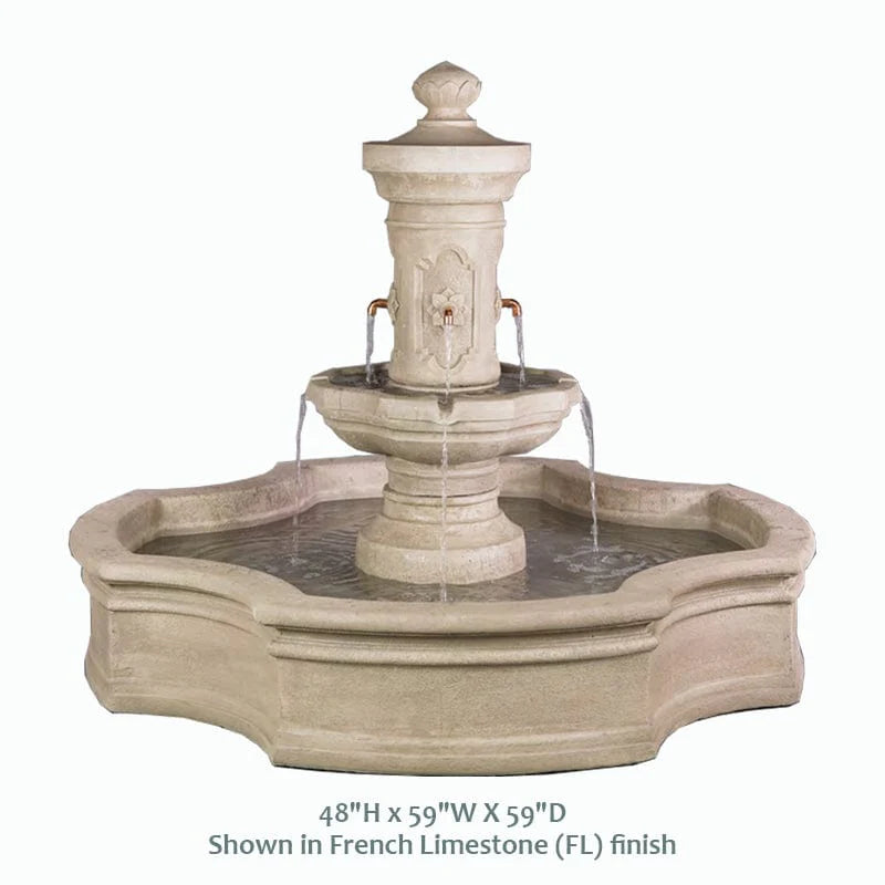 Ravello Monaco Pond Fountain with Copper Spouts in Limestone Finish