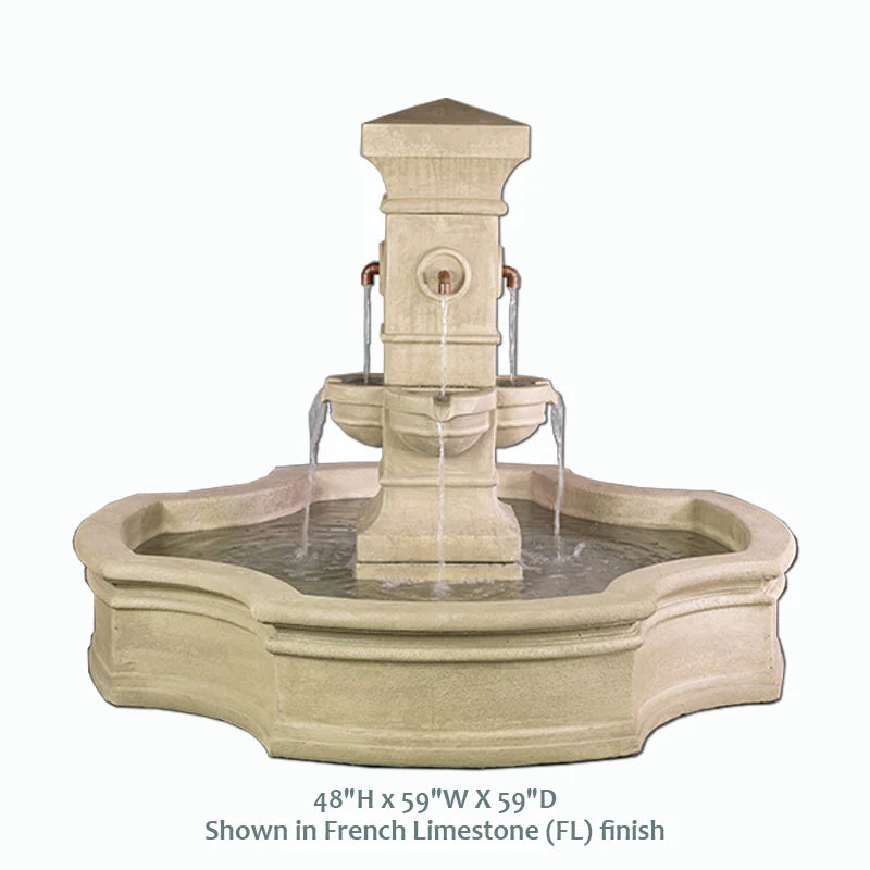 Rialto Monaco Pond Fountain in French Limestone Finish – A Grand Outdoor Statement of Timeless Tranquility