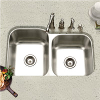 Thumbnail for Houzer Eston Stainless Steel Undermount Double Small Bowl Offset Kitchen Sink, Nested 20-Pack