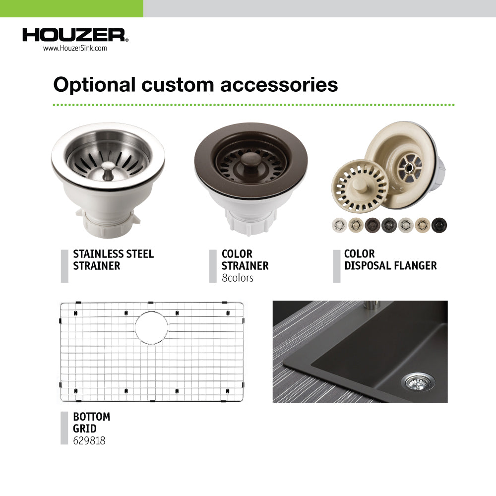 Houzer Quartztone 33 inch Granite Composite Undermount Single Bowl Kitchen Sink