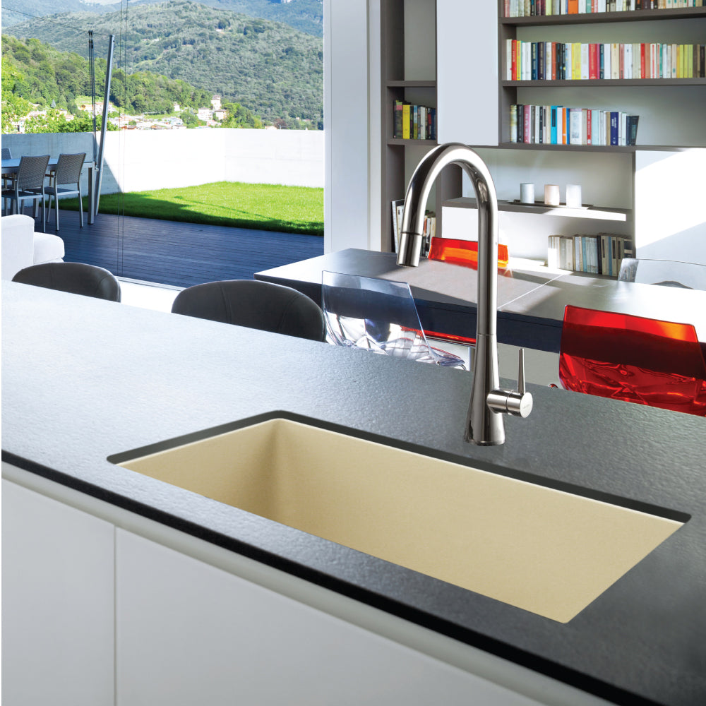 Houzer Quartztone 33 inch Granite Composite Undermount Single Bowl Kitchen Sink