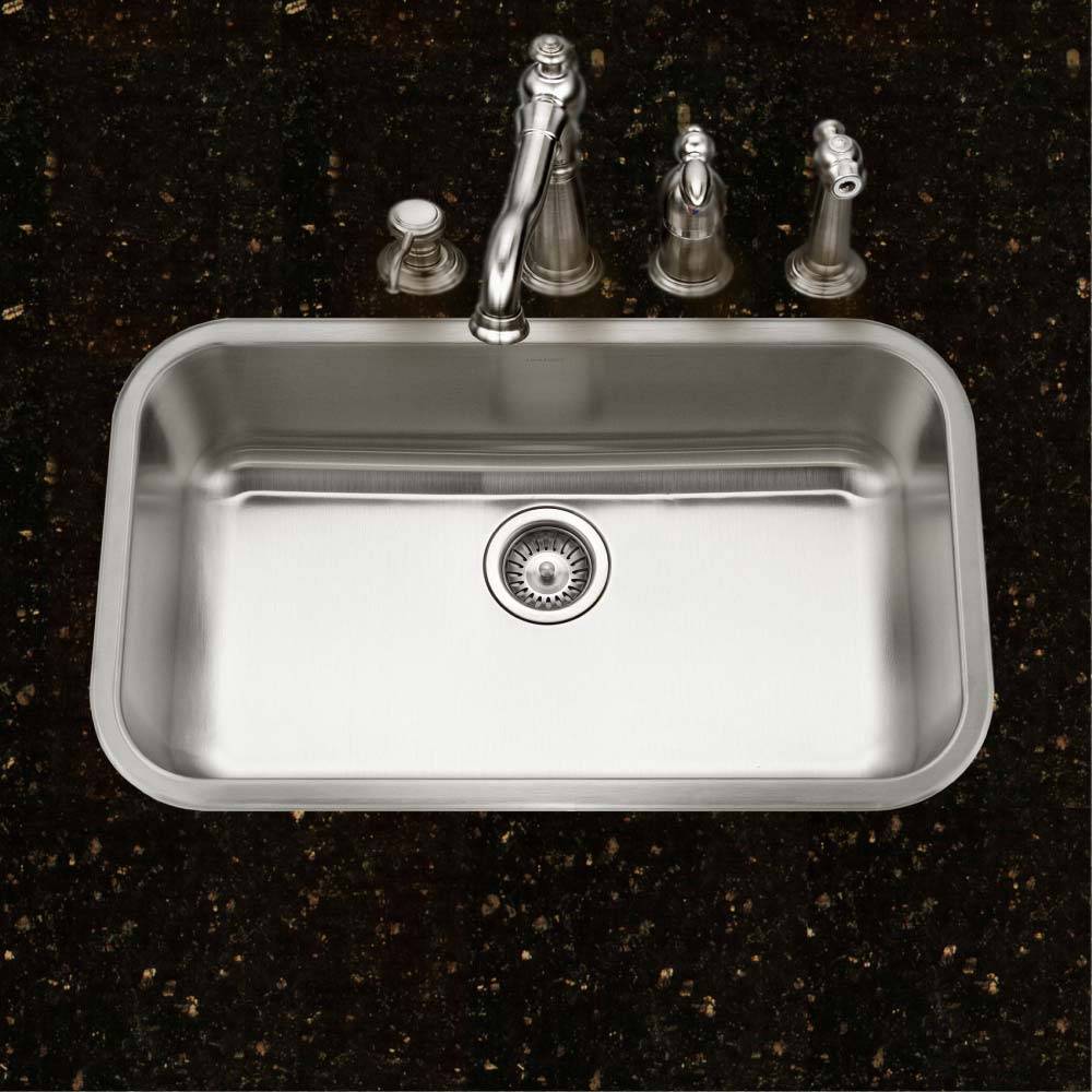 Houzer Belleo 32 inch Stainless Steel Drop-in Topmount Single Bowl Kitchen Sink with Strainer & Grid