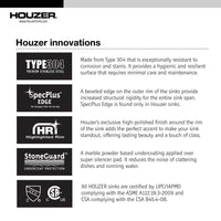 Thumbnail for Houzer Belleo 32 inch Stainless Steel Drop-in Topmount Single Bowl Offset Kitchen Sink with Strainer & Grid