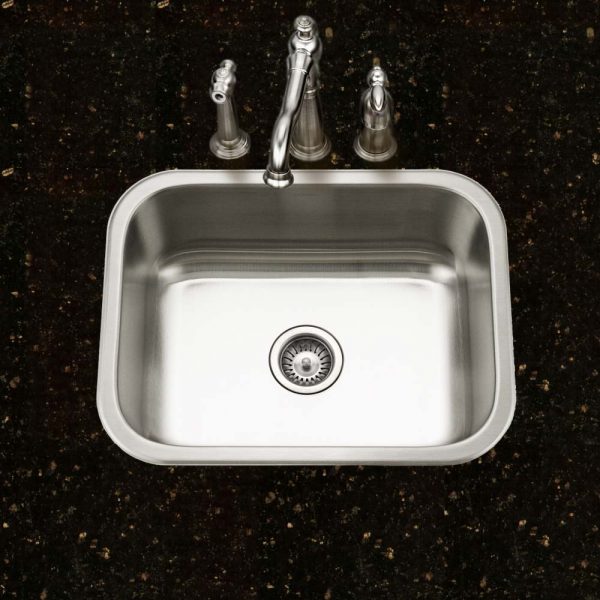 Houzer Belleo 23 inch Stainless Steel Drop-in Topmount Single Bowl Kitchen Sink with Strainer & Grid