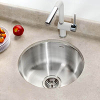 Thumbnail for Houzer Club 18 inch Stainless Steel Undermount Single Round Bowl Bar Sink with Strainer
