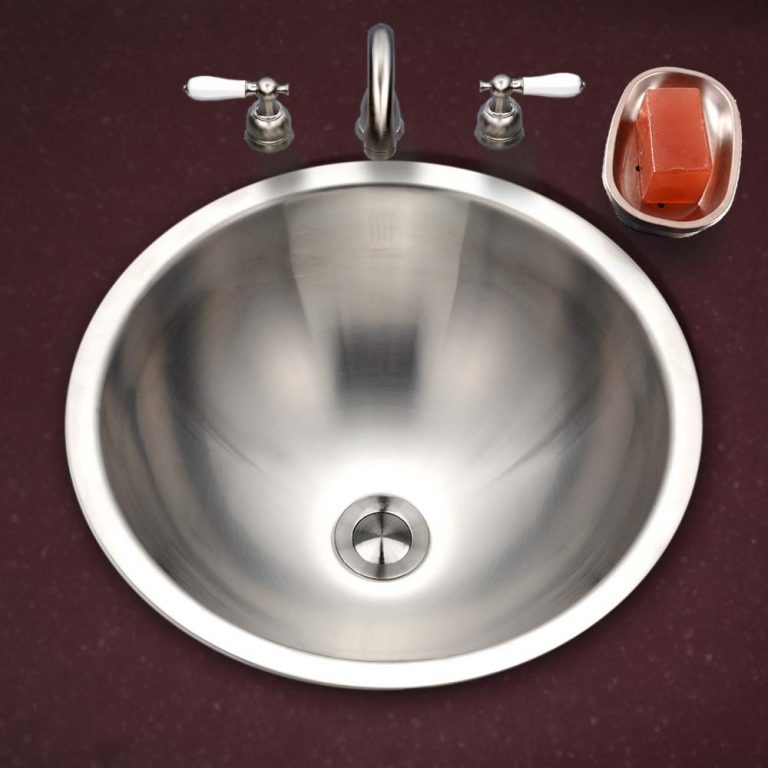 Houzer Opus 16 inch Stainless Steel Drop-in Round Bowl Bathroom Sink without Overflow
