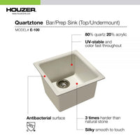 Thumbnail for Houzer Quartztone 16 inch Granite Composite Dual Mount Topmount or Undermount Single Bowl Bar Sink