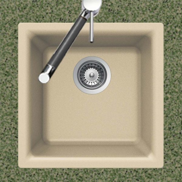Houzer Quartztone 16 inch Granite Composite Dual Mount Topmount or Undermount Single Bowl Bar Sink
