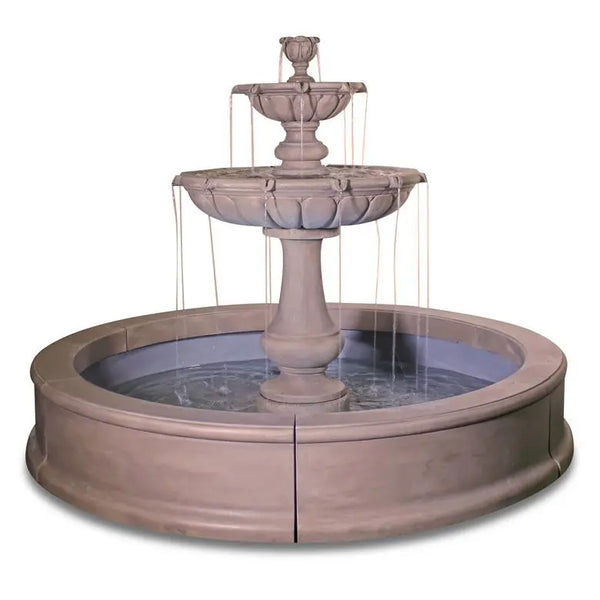 Vicentina Two-Tier Courtyard Fountain with Grand Easy Pond by Giannini