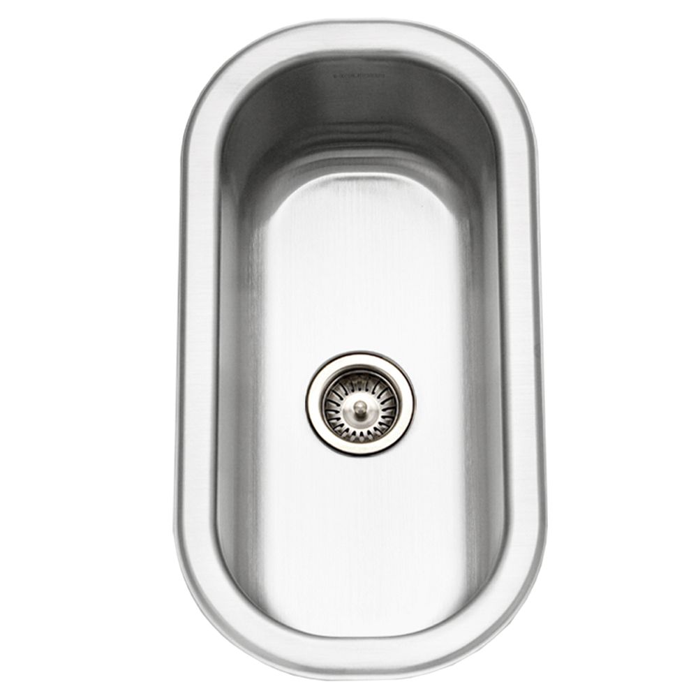 Houzer Club 10 inch Stainless Steel Undermount Compact Single Bowl Bar Sink with Strainer