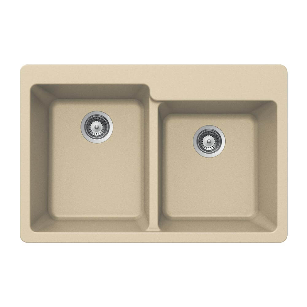 Houzer Quartztone 33 inch Granite Composite Drop-in Topmount 60/40 Double Bowl Kitchen Sink