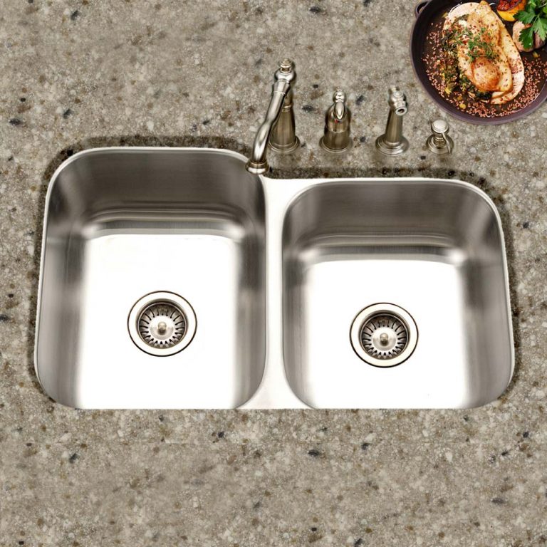 Houzer Medallion 32" Stainless Steel Undermount 60/40 Double Bowl Kitchen Sink with Small Bowl, Nested 20-Pack