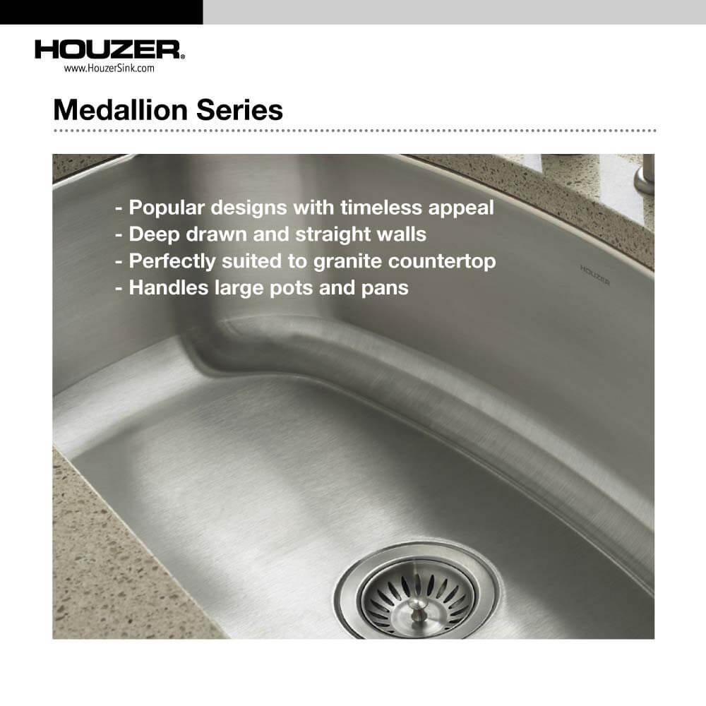 Houzer Medallion 32" Stainless Steel Undermount Double Small Bowl Kitchen Sink, Nested 20-Pack