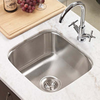 Thumbnail for Houzer Club 17 inch Stainless Steel Square Undermount Single Bowl 8