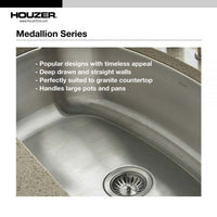 Thumbnail for Houzer Medallion 23 inch Stainless Steel Undermount 9 inch Deep Single Bowl Kitchen Sink, Nested 20-Pack