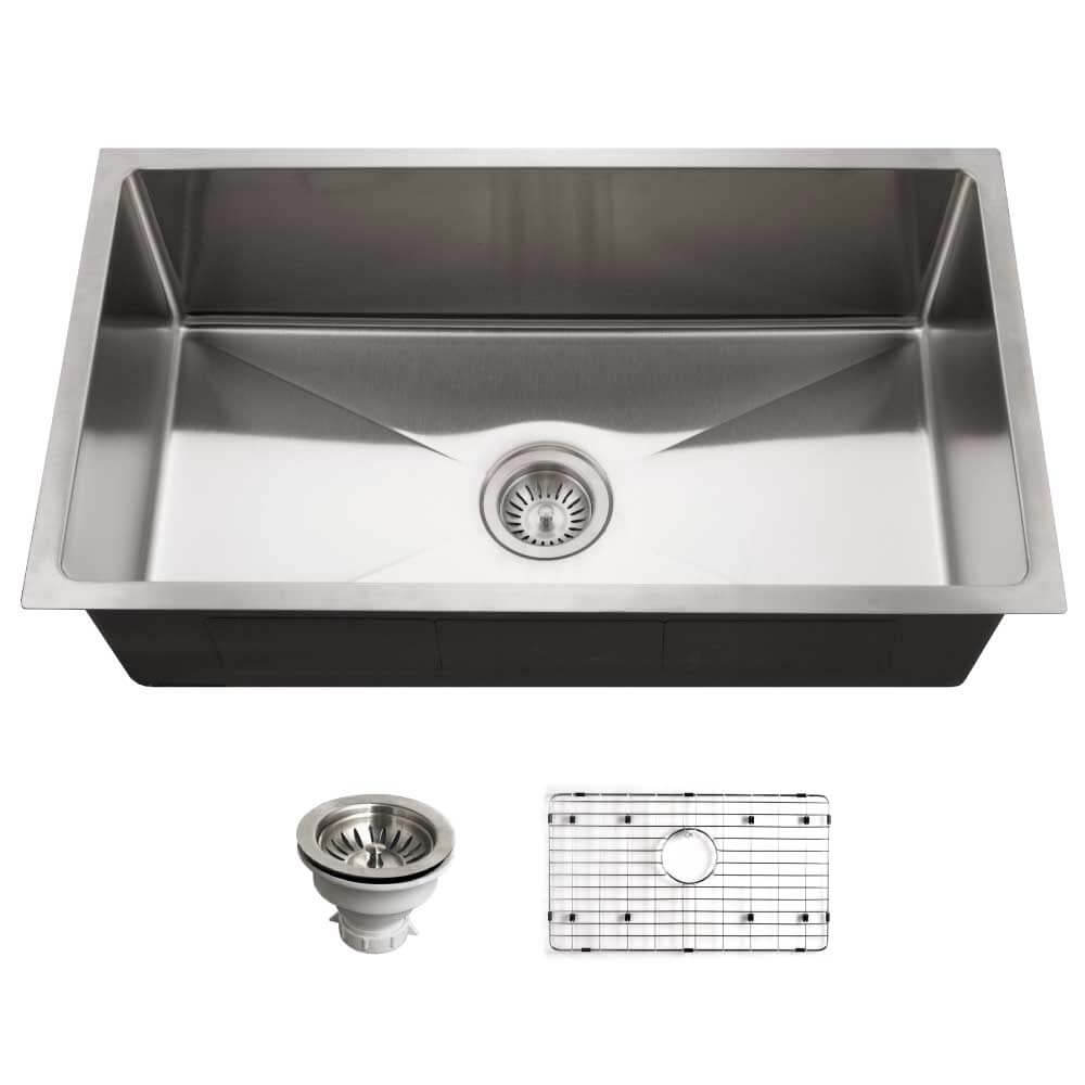 Houzer Nouvelle 31 inch Stainless Steel Undermount Single Bowl Kitchen Sink, Nested 20-Pack