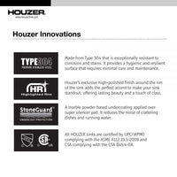 Thumbnail for Houzer Premier 41 inch Stainless Steel Drop-in Topmount 4-hole Triple Bowl Kitchen Sink, Nested 20-Pack