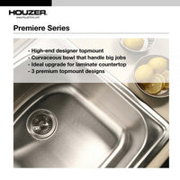 Thumbnail for Houzer Premier 41 inch Stainless Steel Drop-in Topmount 4-hole Triple Bowl Kitchen Sink with Strainers & Grids