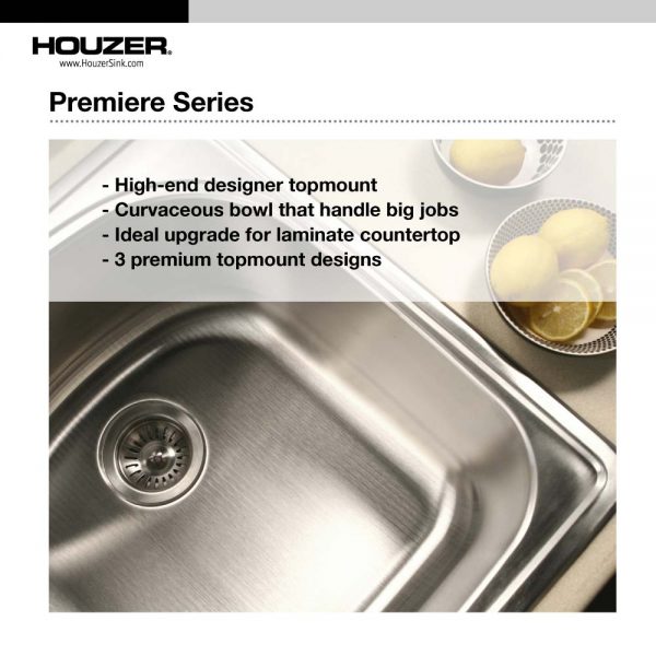 Houzer Premier 41 inch Stainless Steel Drop-in Topmount 4-hole Triple Bowl Kitchen Sink, Nested 20-Pack
