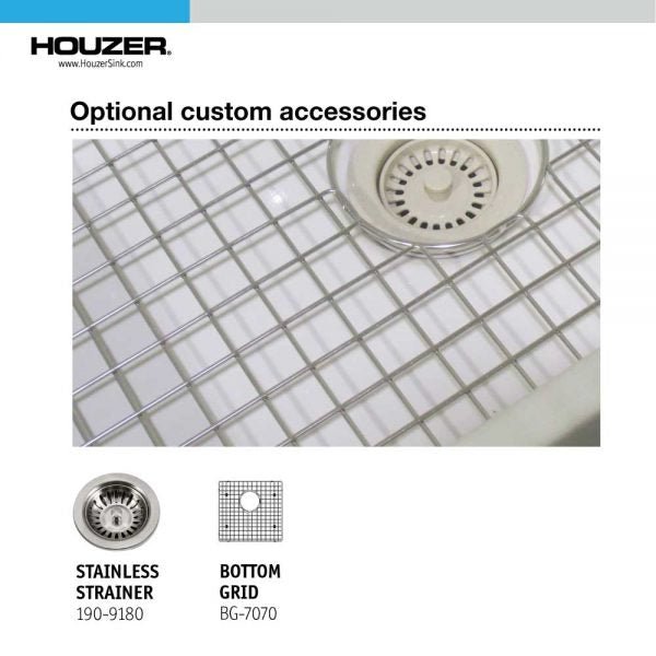 Houzer Platus White Fireclay Square Undermount Single Bowl Bar Sink