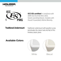 Thumbnail for Houzer Platus 32 inch White Fireclay Apron Front Farmhouse 50/50 Double Bowl Kitchen Sink with Low Divider
