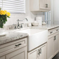 Thumbnail for Houzer Platus White Fireclay Apron Front Farmhouse Single Bowl Kitchen Sink with Strainer & Grid