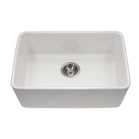 Thumbnail for Houzer Platus 24 inch White Fireclay Undermount Single Bowl Kitchen Sink with Strainer & Grid