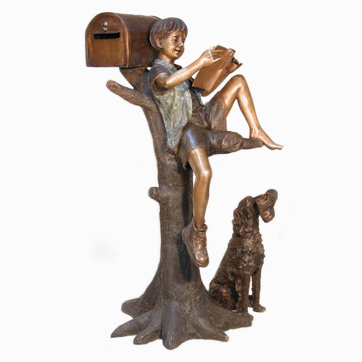 AFD Boy on Tree with Mailbox Décor AFD Multi-Colored 