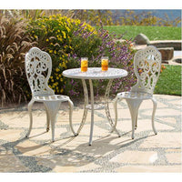 Thumbnail for AFD Fiesta Outdoor Aluminum Ecru 3 Piece Bistro Set Patio AFD Whitewash 