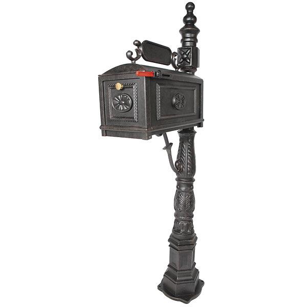 AFD Estate Aluminum Mailbox On Stand Gates AFD Black 